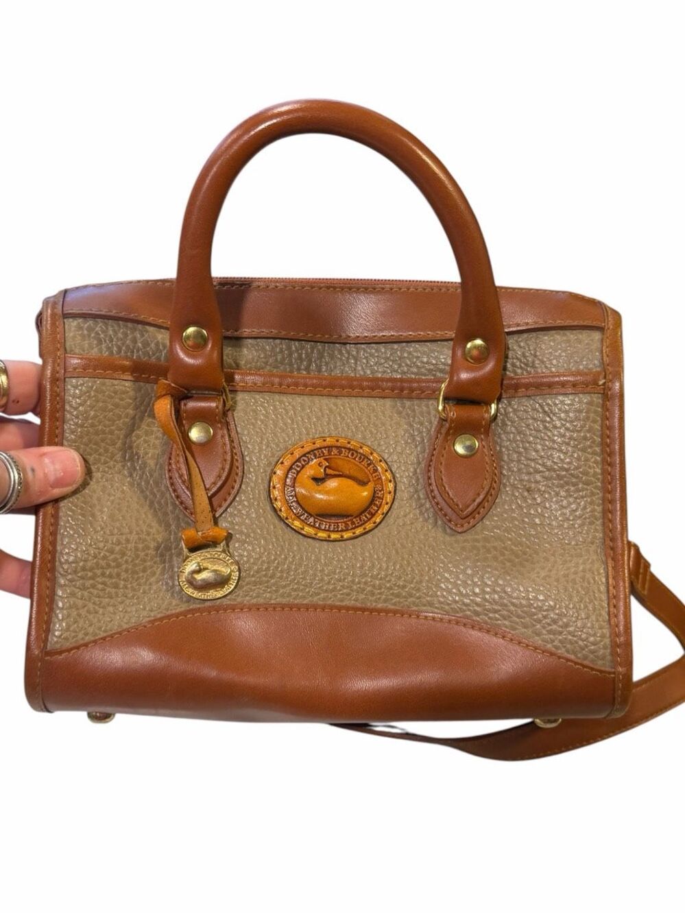 VINTAGE DOONEY & BOURKE All Weather Leather Taupe British Tan Satchel Crossbody